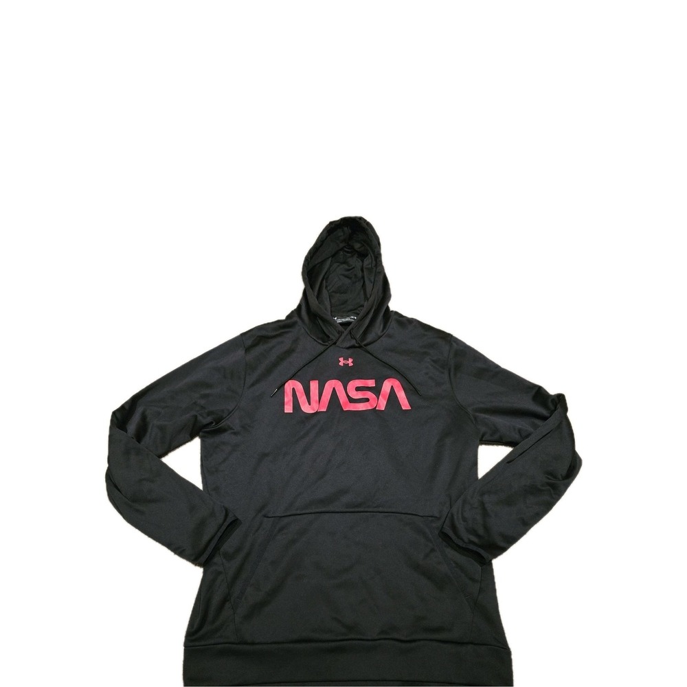 NASA Under Armour Hoodie Mens Size XL Black Red